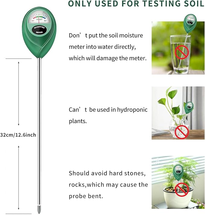 Soil Moisture Meter, 2 Pack Long Probe Soil Moisture Monitor for House Plants, Soil Hygrometer Moisture Sensor for Indoor & Outdoor, Garden, Farm, Lawn Plant Care, No Battery Needed(Green + White) - Image 6