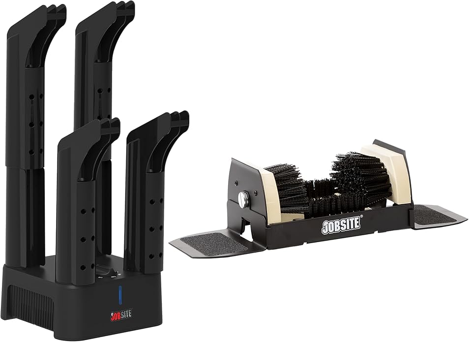 JobSite Mighty Dry Boot Dryer with Heavy Duty Boot Scraper - Boots Dryer with Heat Blower Fan - Fast Glove & Shoe Dryer - Helps Reduce Odor by JobSite