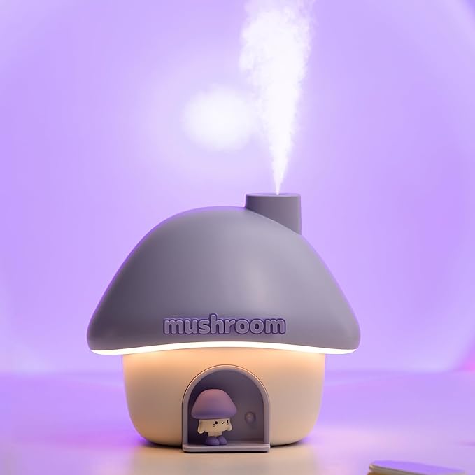 Portable Mini Humidifier, 300ml Small Cool Mist Humidifier, Personal Desktop Humidifiers for Baby Bedroom Travel Office Home,7 Modes of sunset atmosphere light, 2Modes of night light by fuliyingAhealthierhome