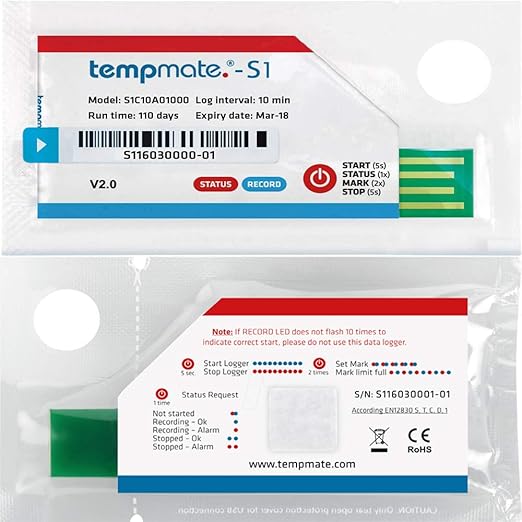 (Pack of 5) Thermal Mapping Area Mapping Single use Data Logger, thermocouple Data Logger,Temperature Humidity Data Logger Refrigerated Truck Temperature Monitoring Data Logger tempmate S1 - Image 3