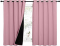 NICETOWN 100% Blackout Curtains with Black Liners, Thermal Insulated Full Blackout 2-Layer Lined Drapes, Energy Efficiency Window Draperies for Bedroom (Crystal Pink, 2 Panels, 62-inch W by 63-inch L) by NICETOWN