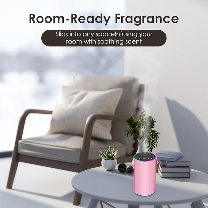 Waterless Essential Oil Diffuser, Battery Powered Mini Scent Air Machine, Aromatherapy Mist Diffuser for Home Room Car Office (Pink) - Image 5