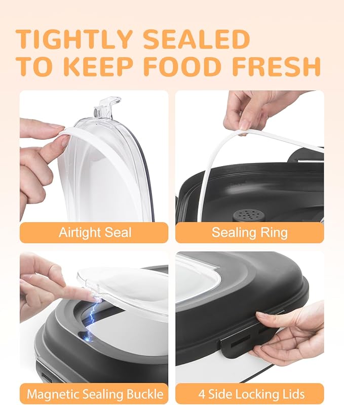 20-50 Lbs Food Storage Containers,Collapsible Rice Container with Wheel Airtight Locking Lid,Flour Storage Container with Small Food Container and Scoop,Suitable for Food,Rice,Pet Food,Flour - Image 3