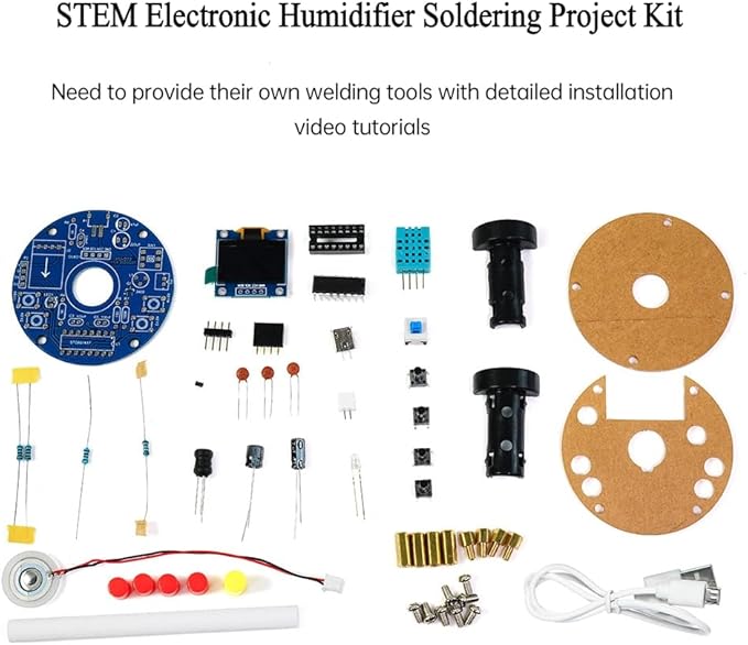 STEM Electronic DIY Kit Humidifier Soldering Project Kit, Temperature OLED Display Humidity Control, Auto-Off Timer and Memory Function Home Office - Image 2