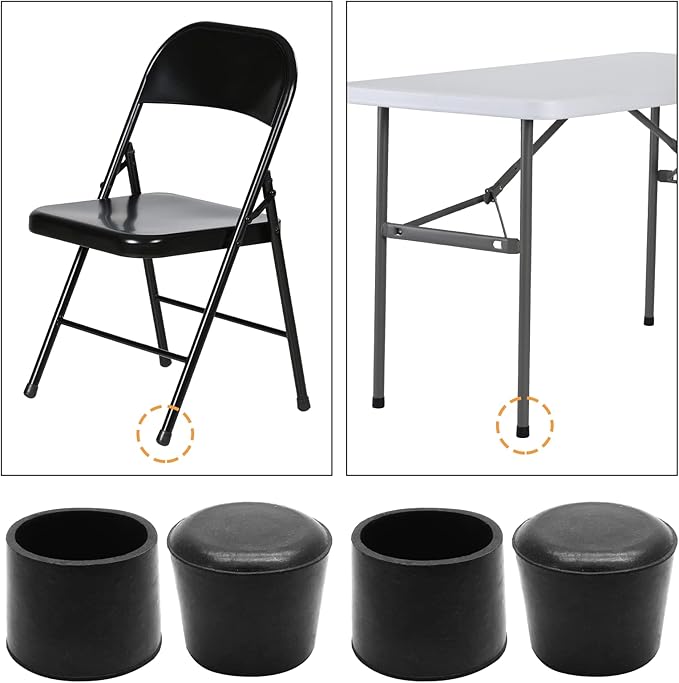 Piutouyar Round PVC Rubber Furniture Covers, 38mm / 1.5 Inches Table Chair Leg Tip Protectors, Non-Slip End Cap for Protect Surfaces, Black (16Pcs) - Image 6