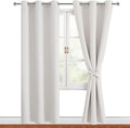 Hiasan Blackout Curtains for Bedroom, 42 x 84 Inches Long - Thermal Insulated & Light Blocking Window Curtains for Living Room/Kids Room, 2 Drape Panels Sewn with Tiebacks, Ivory by Hiasan