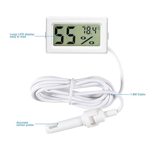 2Pcs Mini Digital Thermometer Hygrometer with Probe TPM-10 Indoor Temperature Humidity Meter LCD Fahrenheit (℉) Display Hygrometer Thermometer Gauge for Incubator Reptile Plant Terrarium - Image 4