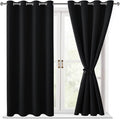 Hiasan Blackout Curtains for Bedroom - Thermal Insulated & Light Blocking Window Curtains for Living Room/Kids Room, 2 Drape Panels Sewn with Tiebacks, Black, 52 x 45 Inch by Hiasan