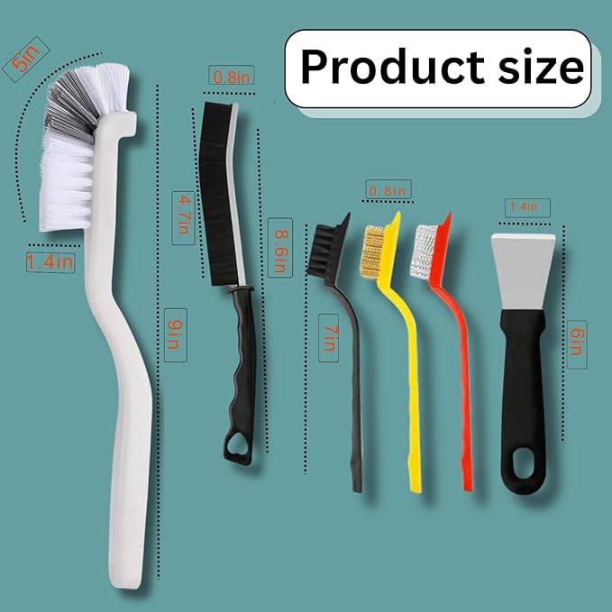 Crevice Cleaning Brush Set 11-Piece Multi-Purpose Hard & Soft Bristle Brushes for Kitchen, Bathroom Tile Grout Sink Bottles & Crevices Deep Cleaning Tools for Home Car & Appliances Black & White - Image 2