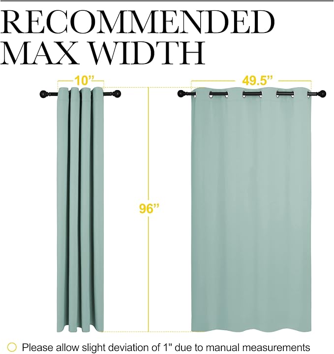NICETOWN Aqua Blue Blackout Curtains 96" Long for Office, Dining Room, Guest Room, Sound Reducing Heat and Cold Block Curtain Panels for Modern Room Decorative (55" Wide by 96" Long, 2 Pieces) - Image 7