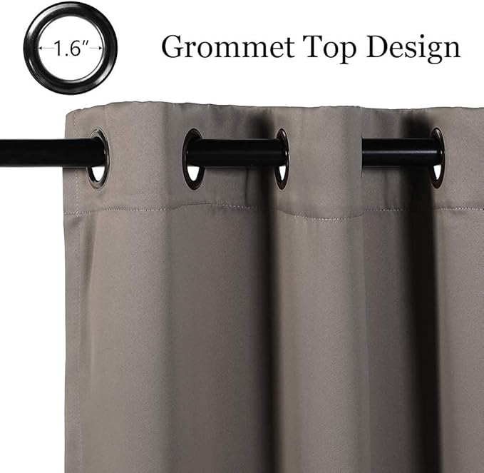 MYSKY HOME Blackout Curtains for Living Room Thermal Insulated Room Darkening Solid Grommet Drapes for Bedroom, 1 Curtain Panel, 42 x 63 Inch, Taupe - Image 3