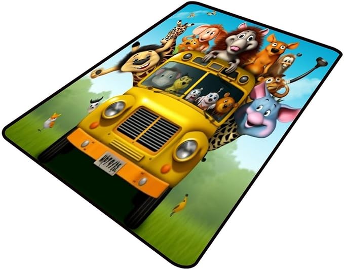 Rug, The Animals in The Car Pattern Printing Anti-Slip Backing Area Rugs Stain Resistant Washable Accent Rugs Non Shedding Floor Carpet for Living Room Bedroom, 18 x 30 Inch by Snarena