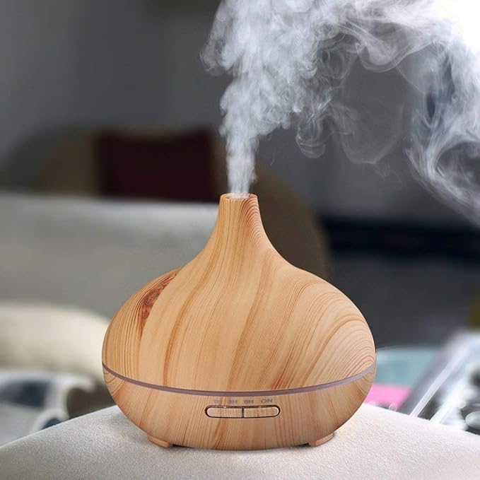 Aroma Essential Oil Diffuser, JoySusie 500ml Wood Grain Ultrasonic Cool Mist Whisper-Quiet Humidifier with Color LED Lights Changing & 4 Timer Settings, with Remote Control (Brown) - Image 6