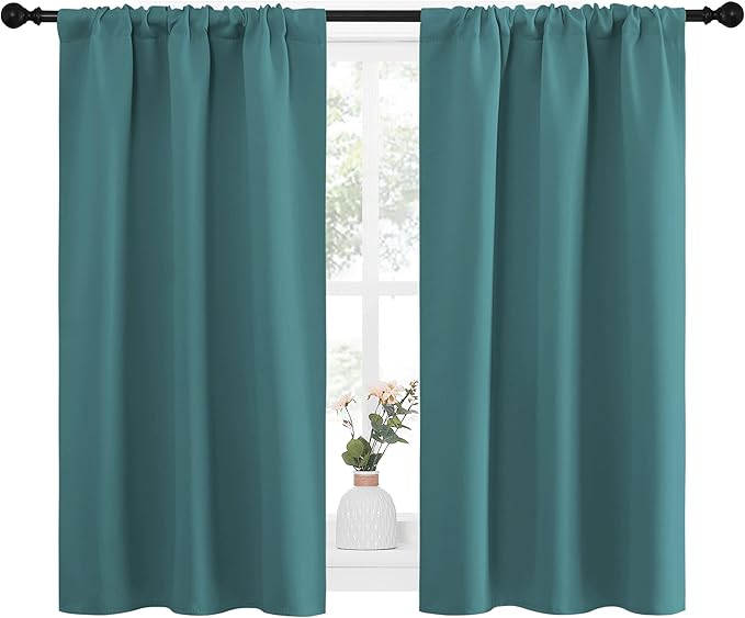NICETOWN Kitchen Curtains, Privacy & Light Block Out Window Curtains & Drapes for Loft, Cupboard, Cafe (Sea Teal, 34 in x 45 in (W x L), 2 Panels) - Image 2