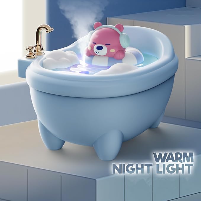 Cute Mini Humidifier for Bedroom & Office, Top Fill 0.34L, Cool Mist, Quiet, Easy Clean, Colorful Light, Auto Shut Off (Blue) - Image 3