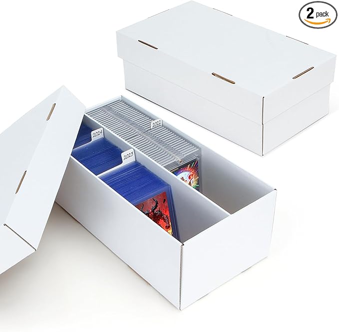 2 Pack Trading Card Storage Box - 2 Rows Divided Cardboard Case, Compatible with Top Loader One Touch for Sports Card Storage by Unknown