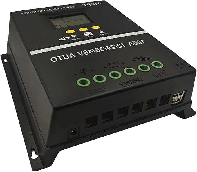 100A MPPT Solar Charge Controller, 12/24/36/48V, LCD Display, Dual USB, Black - Image 3