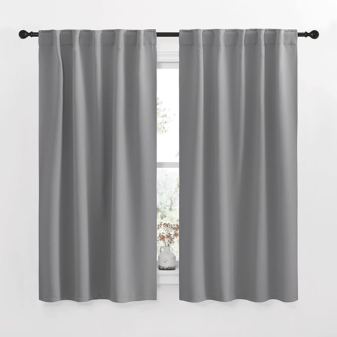 NICETOWN RV Curtains for Camper Windows - (Silver Grey Color) 34x54 Inch, 2 Panels Set, Thermal Insulated Room Darkening Blackout Drapes/Draperies with Rod Pocket & Back Tab for Half Window by NICETOWN