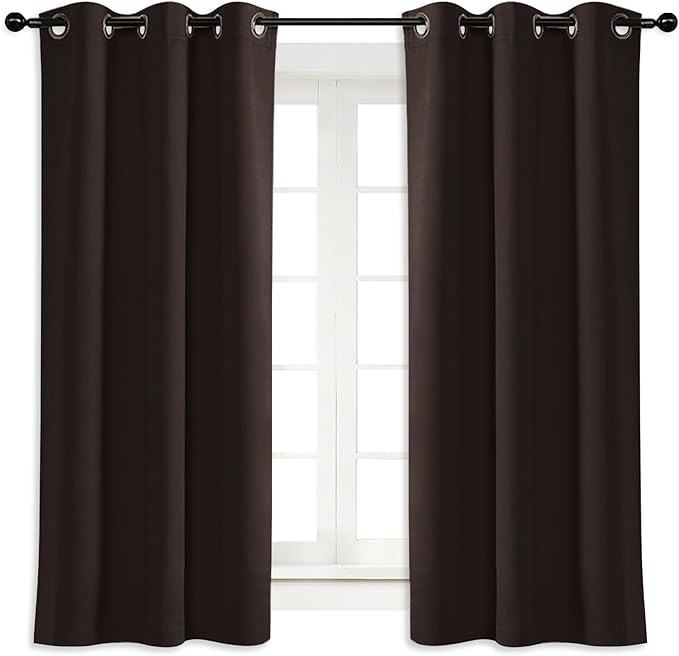 NICETOWN Blackout Curtain Blind for Bedroom, Single Panel, W34 x L63 inches, Toffee Brown, Thermal Insulated Grommet Blackout Room Darkening Drape/Drapery by NICETOWN