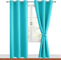 Hiasan Blackout Curtains for Bedroom, 38 x 84 Inches Long - Thermal Insulated & Light Blocking Window Curtains for Living Room, 2 Drape Panels Sewn with Tiebacks, Turquoise by Hiasan