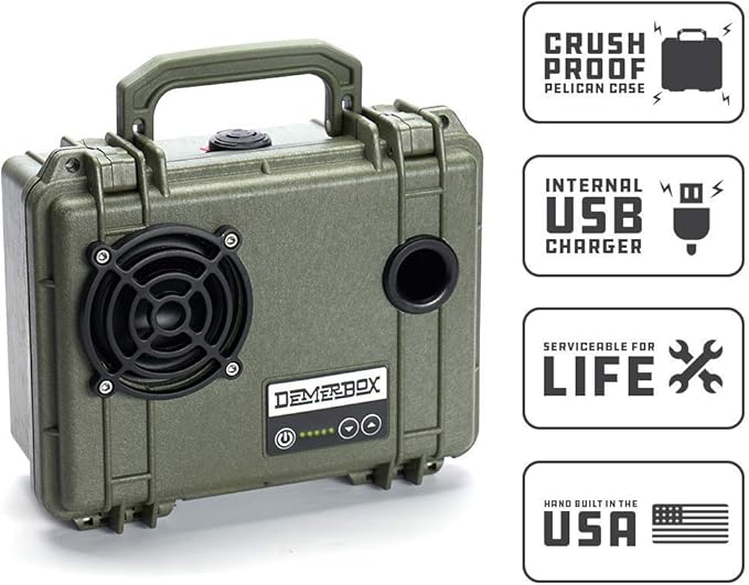 DemerBox: Waterproof, Portable, and Rugged Outdoor Bluetooth Speakers. Loud Sound, 40+ hr Battery Life, Dry Box + USB Charging, Multi-Pairing Party Mode. Built to Last + Fully Serviceable (Green DB1) - Image 3