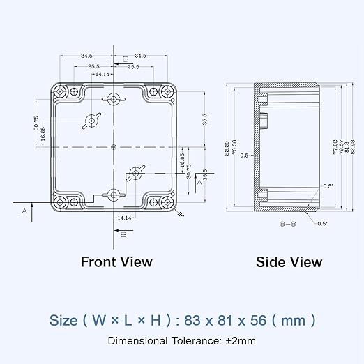 LeMotech Junction Box with Clear Cover IP65 Waterproof Project Box Dustproof ABS Plastic Electrical Project Boxes Universal Enclosure, Black 3.2"x 3.1"x 2.2"(83x81x56mm)(Pack of 2) - Image 8