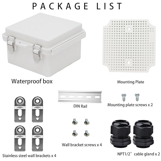 Outdoor Waterproof Electrical Box Junction Box Weatherproof IP67 ABS Plastic Enclosure Switch Router Project Box Electronics DIY Enclosure With Mounting Plate Wall Bracket Grey 5.9"x5.9"x3.5" - Image 4