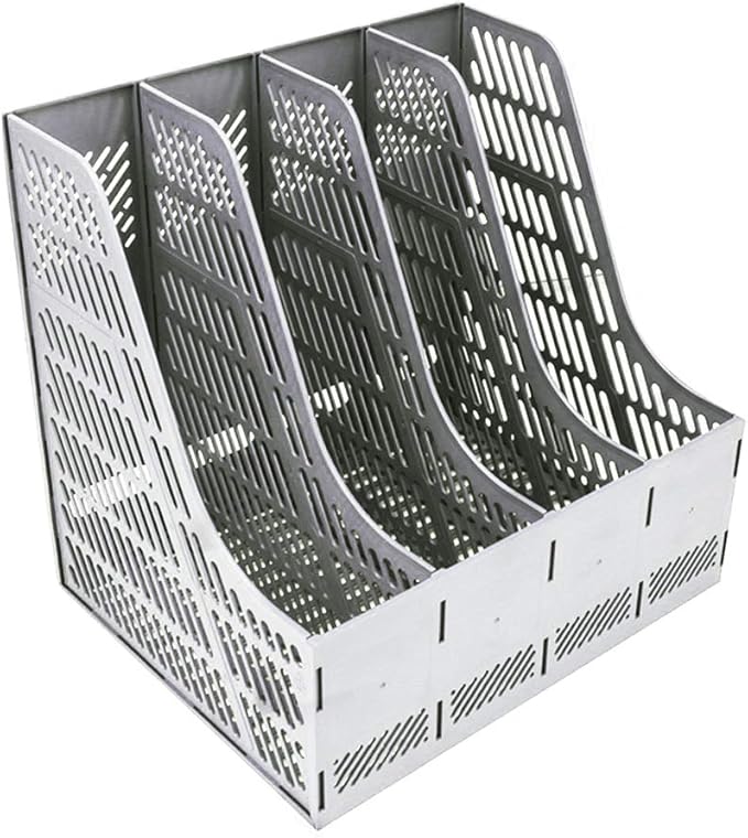 SAYEEC Sturdy Magazine Holder Organizer Desktop 4 Compartment File Holders Frames File Dividers Document Storage Rack Literature Organizer for Office Home School Gray - Image 7
