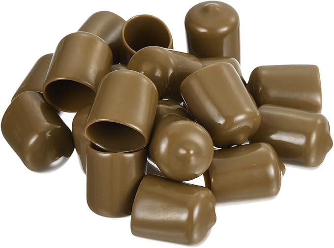 uxcell 20pcs Rubber End Caps 16mm(5/8") ID Vinyl PVC Round Tube Bolt Cap Cover Screw Thread Protectors Light Brown - Image 4