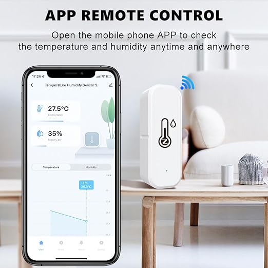 ZigBee Indoor Temperature and Humidity Sensor,Compatible with Alexa and Google Home,for Baby Rooms,Greenhouses Accessories,Garages,Office 4Pack(No Include Battery) - Image 5