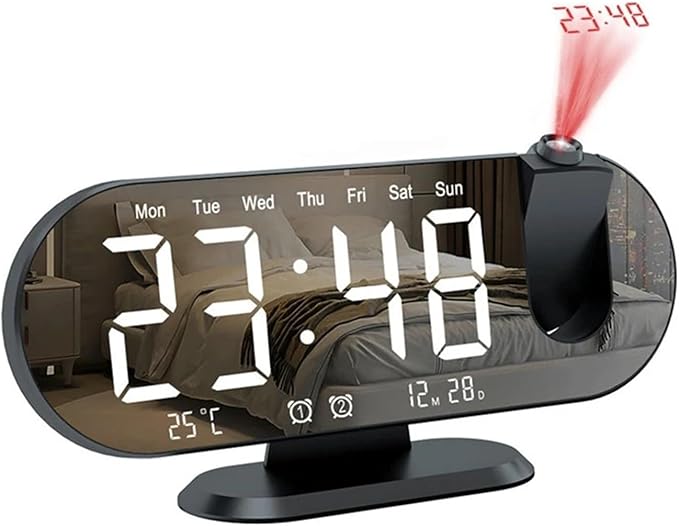 Digital Alarm Clock, Creative Electronic Projection Clock with Automatic Light Sensing, Temperature and Humidity, and Alarm Function. by Unknown