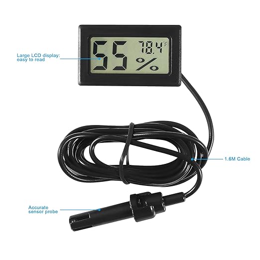 4 Pcs Mini Digital Hygrometer Thermometer Gauge with Probe TPM-10 LCD Display Temperature Fahrenheit Humidity Meter for Incubator Reptile Plant Terrarium Humidor Guitar Case Greenhouse - Image 4