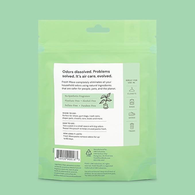 Fresh Wave Odor Eliminating & Deodorizing Packs, Bag of 6 - Safer Odor Relief for Small Spaces, Natural Plant-Based Odor Eliminator, Odor Absorbers for Home - Image 6
