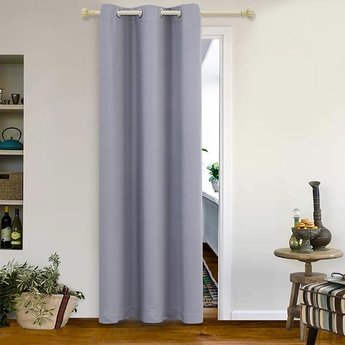 MYSKY HOME Closet Door Curtains Blackout Curtains for Bedroom Doorway 84 Inch Curtains Thermal Insulated Grommet Window Curtain for Living Room Single Panel Curtains, 42 x 84 Inch, Silver Grey by MYSKYHOME