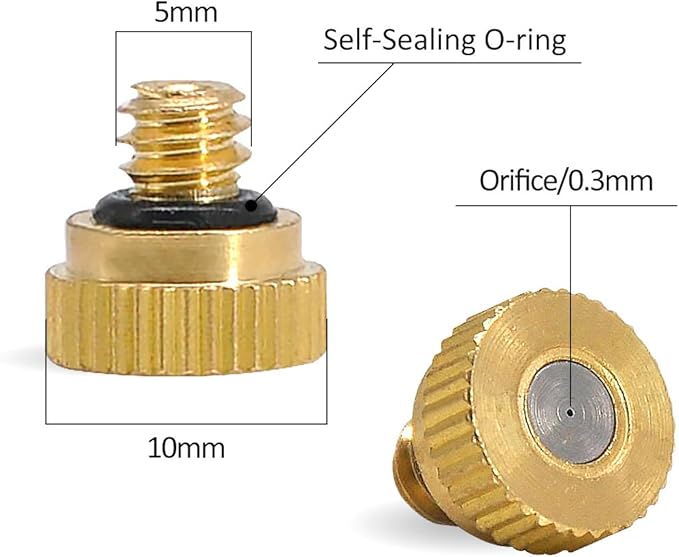 32 Pack- Brass Misting Nozzles For Outdoor Cooling System, 0.012” Orifice (0.3 mm) 10/24 UNC - Image 2