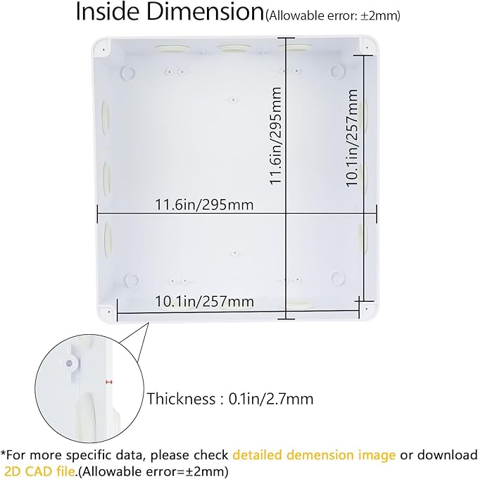 LeMotech Junction Box, ABS Plastic IP65 Waterproof and Dustproof, Universal Electrical Enclosure, Outdoor and Indoor Project Box 11.8X 11.8X 5.9 inch (300 x 300 x 150 mm) - Image 3