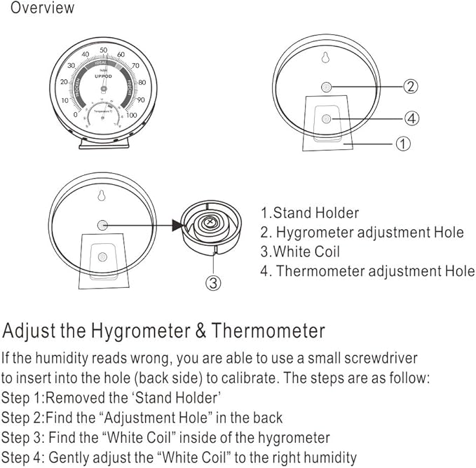 5" Indoor Outdoor Hygrometer/Thermometer, Humidity Gauge Indicator Temperature Humidity Monitor, Analog Hygrometer Humidor (English Version) - Image 8