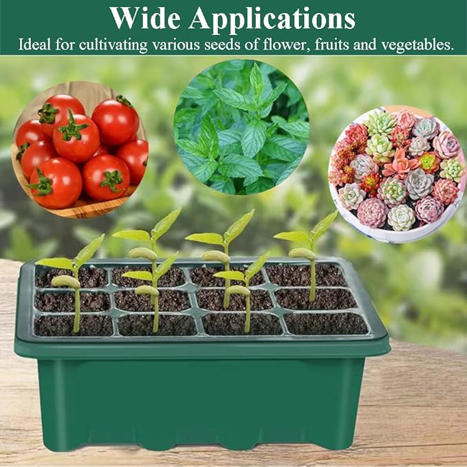 Seed Starter Tray Kit, 3-Pack Plant Growing Trays with Humidity Dome and Base, Labels and Hand Tool Kit for Seed Starting, Germination and Seedling Propagation (12 Cells per Tray) - Image 6