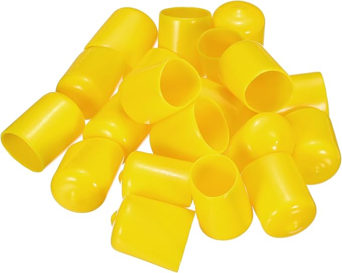 uxcell 20pcs Rubber End Caps 19mm(3/4") ID Vinyl PVC Round Tube Bolt Cap Cover Screw Thread Protectors Yellow - Image 4