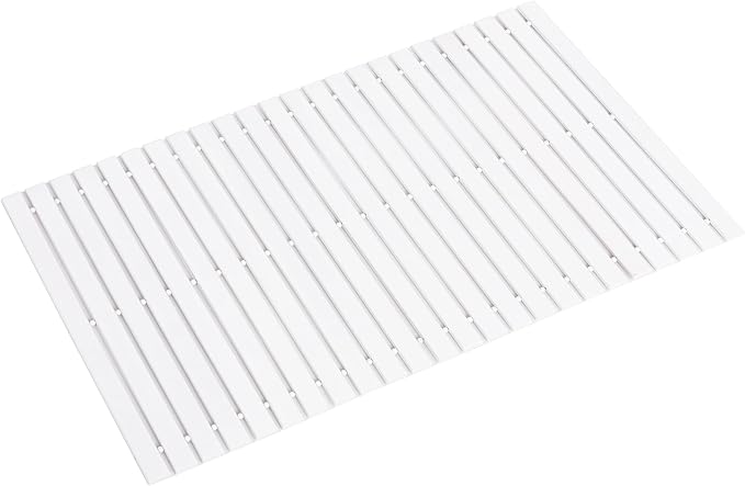 Bath Mat Bathroom Rugs Floor Wood Shower Bathtub Waterproof Non Slip Accessories 16x24 Inch Easy to Clean, White, 1 pc by Fovlaurs