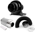 iPower 4 Inch 195 CFM Inline Fan Circulation Vent Blower, Air Carbon Filter and 8 Feet Flexible Ducting for Grow Tent Ventilation, Exhaust, HVAC Heating Cooling by iPower