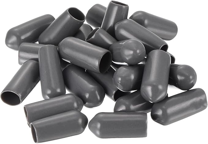 uxcell 20pcs Rubber End Caps 6mm(1/4") ID Vinyl PVC Round Tube Bolt Cap Cover Screw Thread Protectors Dark Grey - Image 4