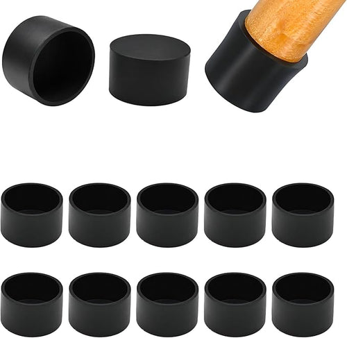1-1/2" (38.5mm) Silicone Chair Leg Floor Protectors, Rubber Chair Leg Caps, Non-Slip Furniture Pads Round Chair Feet Covers End Caps for Hardwood Floors, Patio & Table Foots, Black (10PCS) by EASYEAH