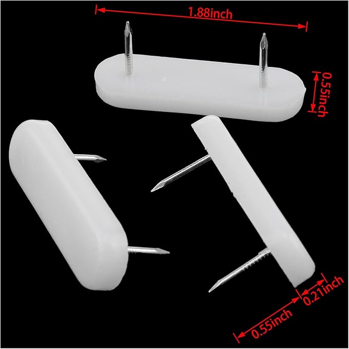 Haidong-36PCS White Plastic Head Double pin,Multifunctional Furniture Chair Foot pad Sliding Nail、Bed Skirt Fixed pin Nylon Moisture-Proof and wear-Resistant Silencer. - Image 3