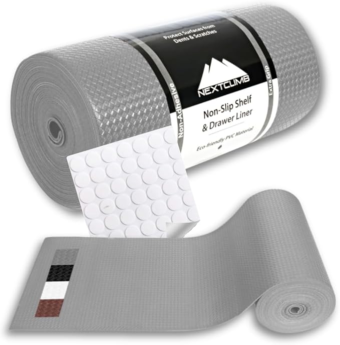 Shelf Liner, Drawer Liner & Kitchen Cabinet Liner – Thick Waterproof Rubber Refrigerator Liners, Fridge Mat, Wire Shelf Cover for Dresser, Pantry, Bathroom, Closet & Toolbox by NextClimb