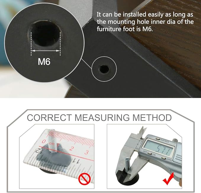 uxcell M6 x 17 x 24 Screw on Leveling Feet Adjustable Leveler Floor Protector for Machine Furniture Table Sofa Desk Leg 8 Pack - Image 3
