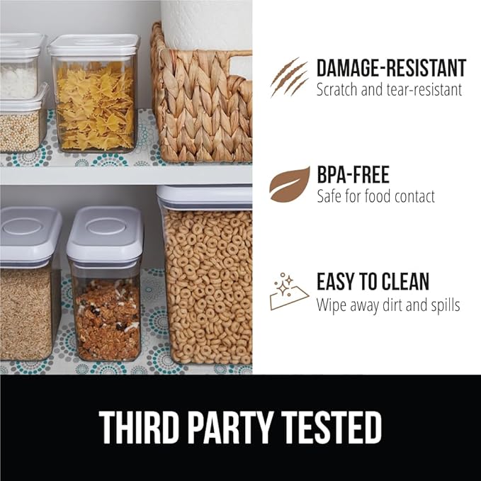 GORILLA GRIP DripGuard Shelf Liner, Non-Adhesive Drawer and Kitchen Cabinet Protector, Strong Grip Slip Resistant Underside, Smooth Surface Liners for Cabinets, Bathrooms, Closets, 12x120 Inch, Spiral - Image 5