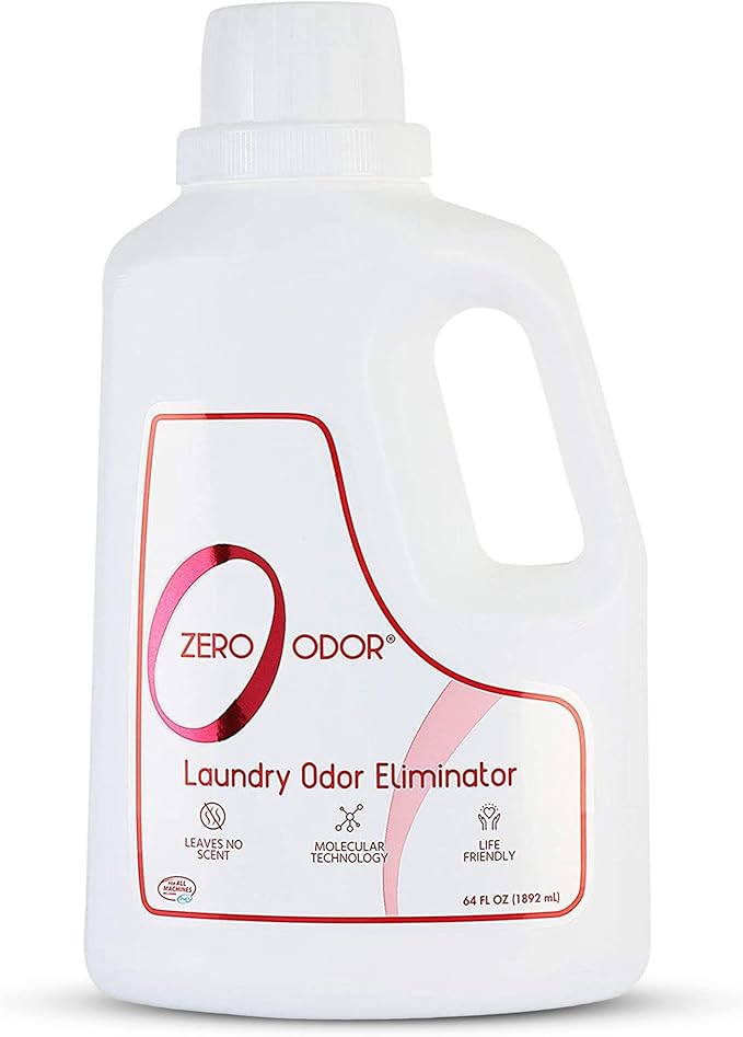 Zero Odor – Laundry Odor Eliminator - Permanently Eliminate laundry Odor – Patented Molecular Technology Best For Clothes, Towels & Linens, Shoes, Bags, Etc. - rinse and refresh Again, 64oz by ZeroOdor
