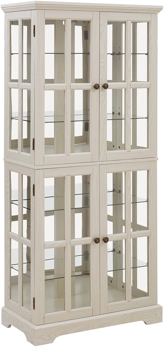 Lighted Glass Curio Cabinet with Lights & Adjustable Shelves,Curio Display Cabinet with Wood Frame & Glass Door,Corner Antique Display Case for Kitchen,Living Room,Office - Image 4