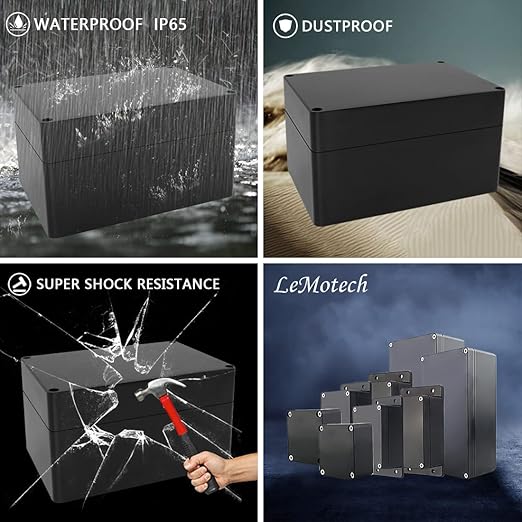LeMotech Electrical Box ABS Plastic Project Box IP65 Waterproof Junction Box Project Case Universal Enclosure for Electronics Black 6.2X 4.2X 3.4 inch (160x110x90mm)（Pack of 1 - Image 7